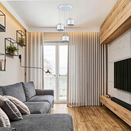 Masterled 3x E27 Okrúhle závesné svietidlo Elza v bielom zlate