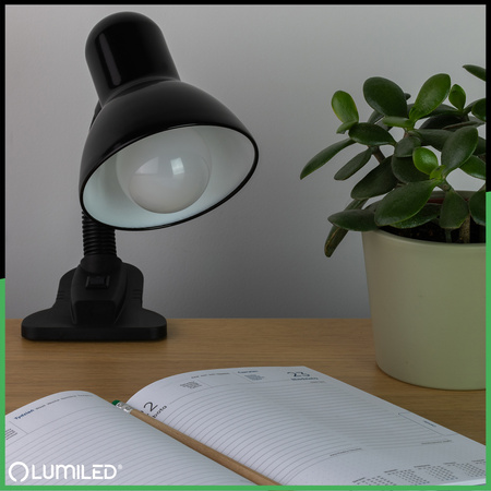 Nastaviteľná stolová lampa LIRIA Školské nočné svetlo E27 Clip Black LUMILED