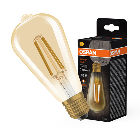 Dekoratívna LED žiarovka ST64 Edison E27 7,2W = 60W 806lm 2400K teplá biela 300° Dimmable Vintage 1906 Osram