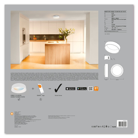 Plafond LED stropné svietidlo Povrchová montáž 26W 1050lm CCT Stmievateľný okrúhly biely SMART+ WiFi cylinder Ledvance