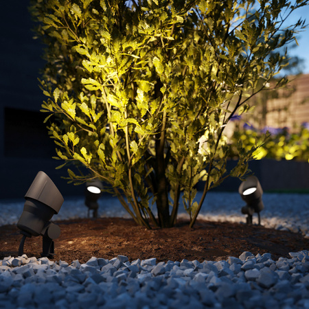 3x LED reflektorová záhradná lampa 6W 600lm 2700K IP44 antracit + nízkonapäťový 12V zdroj Philips