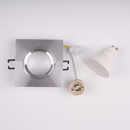 TRIX 3v1 GU10 6W 4000K Silver Glossy LUMILED štvorcové halogénové svietidlo na zapustenie