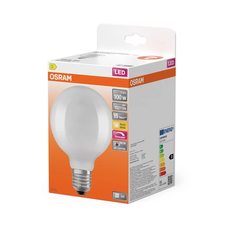 LED žiarovka G95 Sphere E27 11W = 100W 1521lm 2700K teplá biela CRI90 300° Stmievateľné vlákno SUPERSTAR PLUS CLASSIC Osram