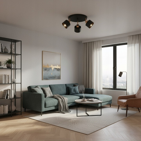 Spot Tuba Stropné svietidlo Reflektor Halogénové svietidlo 3x E27 Pohyblivé Čierna meď Elza Masterled