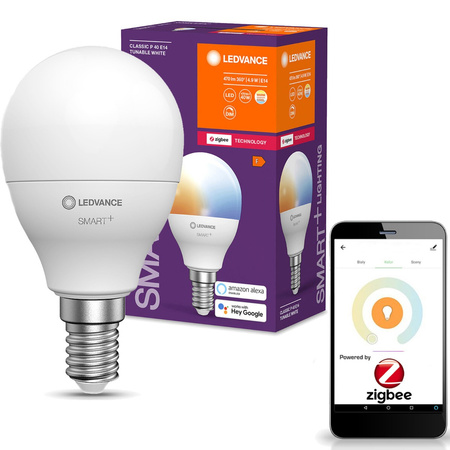 LED E14 4,9W = 40W 470lm CCT Stmievateľná SMART+ WiFi Mini žiarovka Ledvance