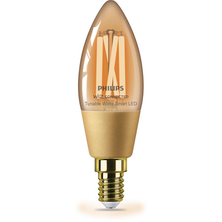 LED žiarovka E14 sviečka C35 4,9W = 25W 370lm 2000-5000K TW FILAMENT Amber Smart SMART WiFi Bluetooth App WiZ Philips