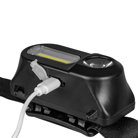 LED dobíjacia hlavová baterka 250lm XPE + COB LED 7 režimov VAYOX