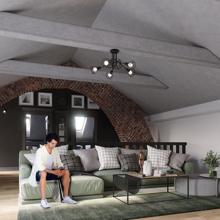 Závesné stropné svietidlo 3x E14 Luster Geometrický Geometrický čierny Moderný Artemis Sollux