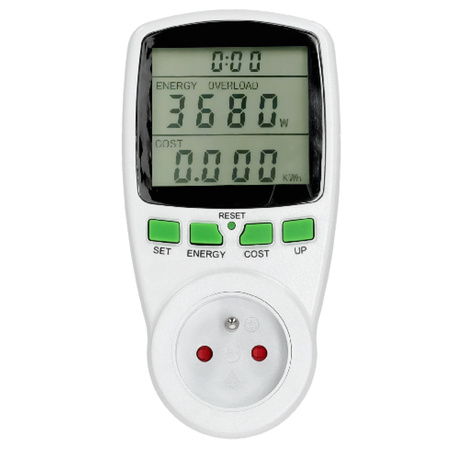 PMM1 Merač spotreby energie s meraním spotreby energie Emisie CO2 Náklady na energiu White Kobi