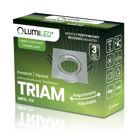 Halogénové stropné svietidlo Square Movable GU10 MR16 Silver TRIAM LUMILED