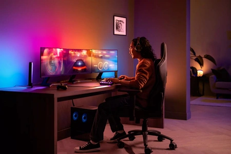 Podsvietenie monitora LED pásikom 24" 27" 15W 800lm IP20 Biela a farebná atmosféra RGB + TW Smart SMART Zigbee Bluetooth Gradient PC Strip + Bridge Bridge Philips HUE