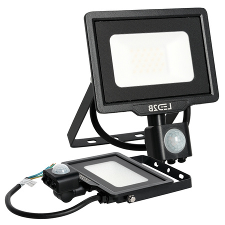 Vonkajší LED reflektor Záhrada 20W 1600lm 4000K neutrálna biela 120° so senzorom pohybu a súmraku IP65 Čierny MHC Kobi