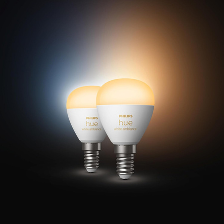 LED žiarovka E14 guľka P45 5,1W = 40W 470lm 2200-6500K CCT SMART Smart Bluetooth ZigBee White Ambiance Philips HUE