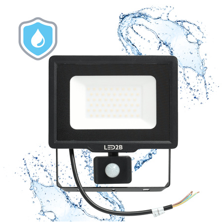 Vonkajší LED reflektor Záhrada 50W 4250lm 4000K neutrálna biela 120° so senzorom pohybu a súmraku IP65 Čierny MHC Kobi