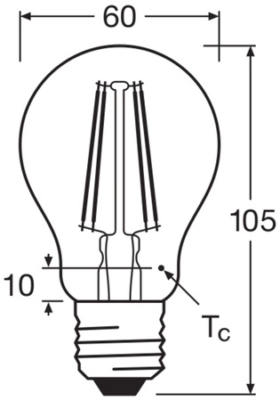 LED žiarovka E27 A60 7W = 60W 806lm 2700K teplá biela 300° Filament BASE Osram