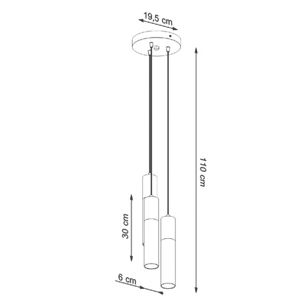 SPOT TUBA 3x GU10 Závesné svietidlo s povrchovou montážou Tubular White Grey Modern Borigio Sollux