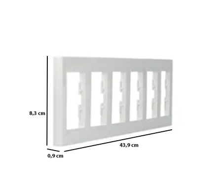 Vodorovný rám pre 6-žilovú zásuvku, biely Asfora