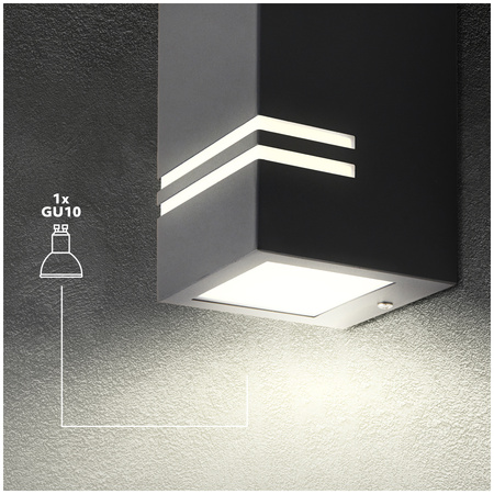 Záhradné vonkajšie nástenné svietidlo GU10 IP44 Black Quazar Kobi