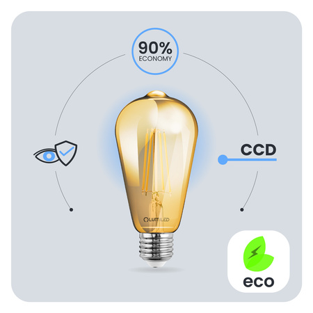 6x LED žiarovka E27 Edison ST64 4W = 35W 440lm 2000K Teplá 360° FILAMENTNÁ ŽIARIVKA