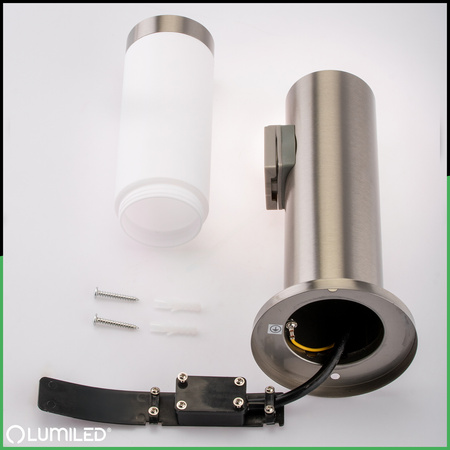 Vonkajšie záhradné svietidlo E27 INOX PIPE 45cm s 230V zásuvkou Lilium Lumiled