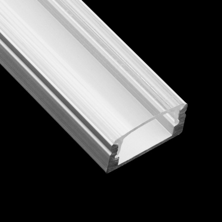 Hliníkový profil pre LED KM36 Silver Povrchová montáž 1m + Priehľadný kryt + Koncové krytky