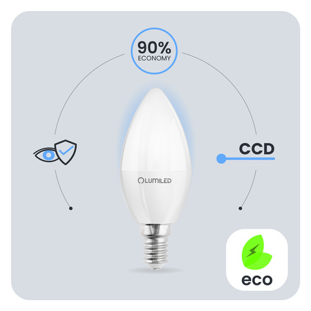 LED žiarovka E14 sviečka B35 2,5W = 25W 249lm 3000K teplá biela 180° LUMILED
