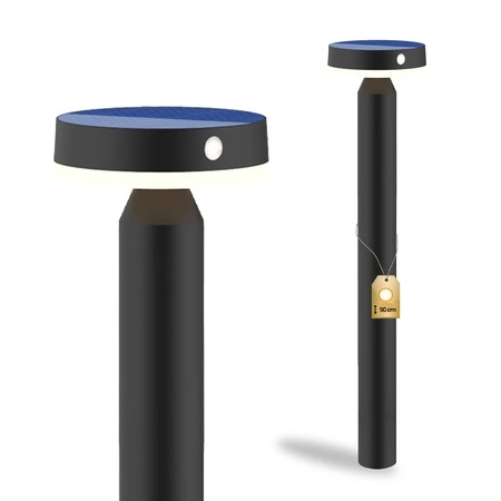 Solárna záhradná lampa LED s riadením stojaceho dekoratívneho senzora PIR 4000K Lampa USB-C IP44 čierna