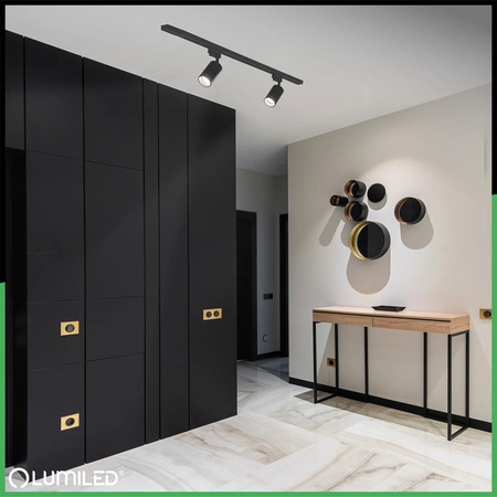 Osvetľovacia sada prípojníc 1m + 2x SAGI GU10 Black LUMILED reflektor