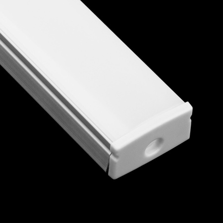 Hliníkový profil pre LED KM36 Silver Povrchová montáž 2m + Mliečny kryt + Koncové krytky