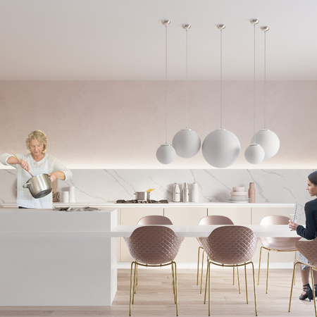 E27 Sférické biele chrómové minimalistické stropné závesné svietidlo Ugo Sollux