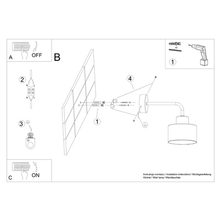 Nástenné svietidlo Nástenné svietidlo E27 Geometric Black Modern Savar Sollux
