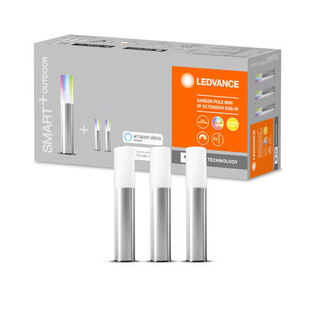 Dekoratívne riadené LED svetelné stĺpiky 1,9W 45lm 3000K, teplá biela RGBW 3P Extension Stmievateľné IP65 Silver SMART+ WiFi Garden Ledvance