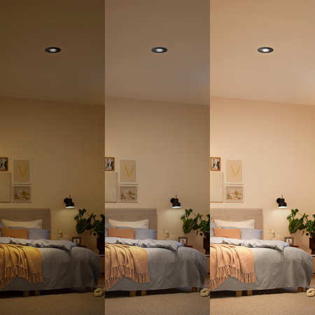 Zapustená LED dióda 5W 550lm 4000lm, neutrálna biela, neutrálna biela pohyblivá okrúhla čierna stmievateľná 3-STEP SceneSwitch Cilantro Philips