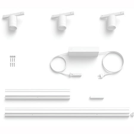 Sada nástenného osvetlenia Rail Kit 150 cm + 3x LED reflektor 15,6 W 1530 lm IP20 biely a farebný Ambiance RGB + TW White Smart SMART Zigbee Bluetooth Perifo Philips HUE