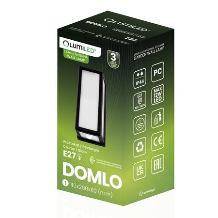 Záhradné svietidlo E27 Obdĺžnikové nástenné svietidlo DOMLO LUMILED Senzor pohybu
