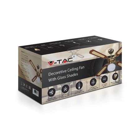 Stropný ventilátor 50W so svetelným zdrojom 1xE27 4 ramená VT-6042-4 V-TAC