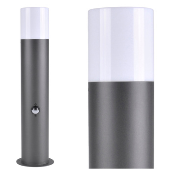 E27 sivá biela IP44 Dallas Sanico Goldlux stojaca záhradná lampa so senzorom pohybu