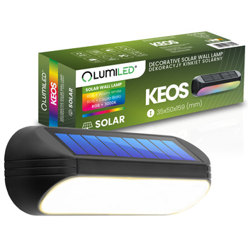 Solárna záhradná lampa LED nástenná lampa 3000K + RGB KEOS LUMILED