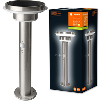 Vonkajšia záhradná LED lampa Stojaca tyč Stmievateľná 40cm 6W 400lm 3000K IP44 Strieborná so senzorom pohybu a súmraku Endura Ledvance