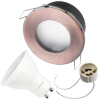 Halogénové svietidlo na zapustenú montáž Zapustené kruhové medené svietidlo AQUS + LED žiarovka GU10 5W 4000K neutrálna biela 120° Lumiled