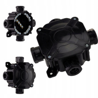 PG16 75x75x33mm Hermetická inštalačná krabica na povrch s vývodkami čierna PAWBOL