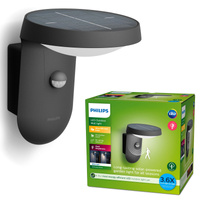 Vonkajšie solárne fasádne nástenné svietidlo LED 1,2 W 250 lm 3000K IP44pohybovým a súmrakovým senzorom Antracit Tyla Ultra Efficient Philips
