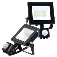 Vonkajšie LED reflektory 10W 735lm 6500K studená biela 120° so senzorom pohybu IP44 IK05 Black MHC Kobi