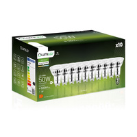 10x LED žiarovka GU10 6W = 50W 580lm 4000lm, neutrálna biela 38° sklo LUMILED