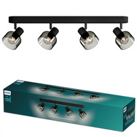 Reflektorové stropné svietidlo 4x E14 LED Black Sleet Philips