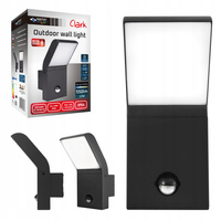 Vonkajšie fasádne nástenné svietidlo LED 12W 550lm 4000K neutrálna biela 120° čierne IP54 so snímačom pohybu Clark Masterled