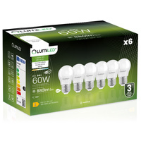 6x LED žiarovka E27 MAŁA KULKA 8W = 60W 4000K Neutrálna farba 880lm CCD 180° LUMILED