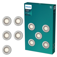 5x LED GU10 zapustené svietidlo na zapustenie Pevné hliníkové okrúhle Nikel Peridot Philips