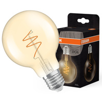 Dekoratívna LED žiarovka G80 E27 4,9W = 40W 470lm 2200K teplá biela CRI90 300° jantárová stmievateľná Vintage 1906 Osram