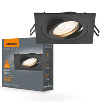 Halogénová zapustená podhľadová montáž GU10 čierna štvorcová pohyblivá VL-SPF08S-B Videx